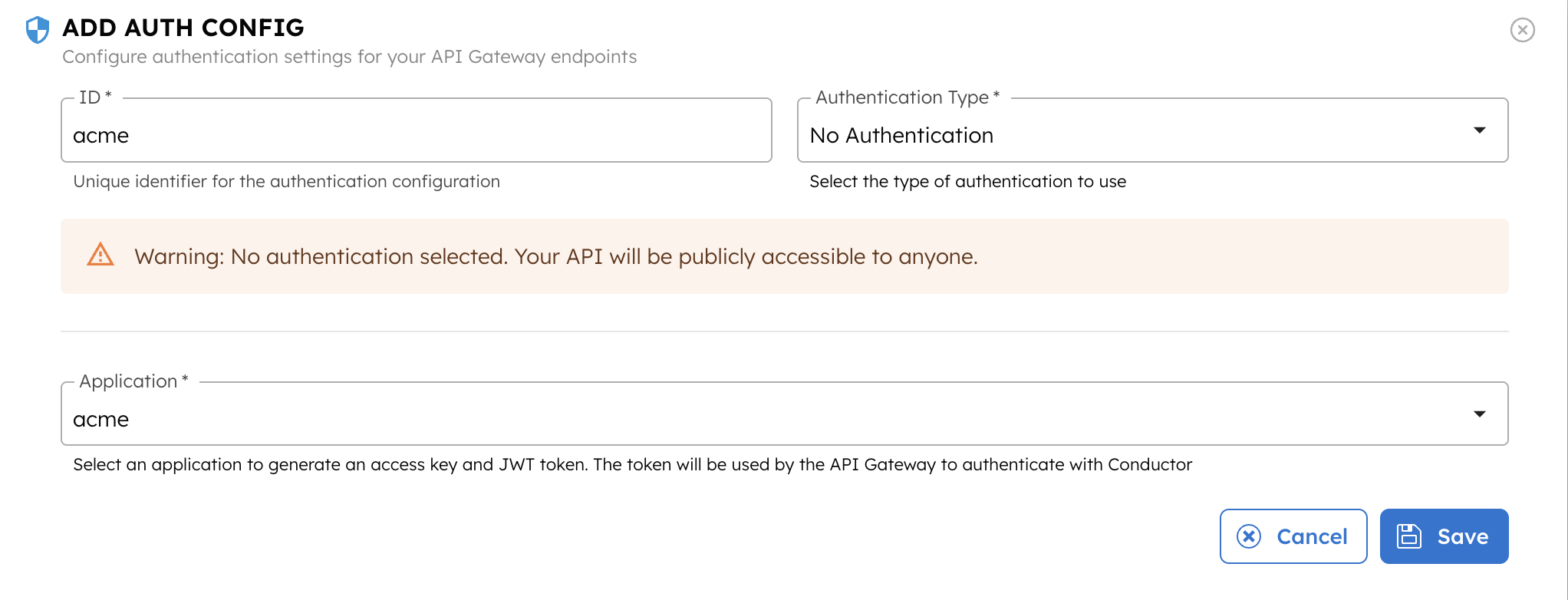 Auth configuration for feedback service