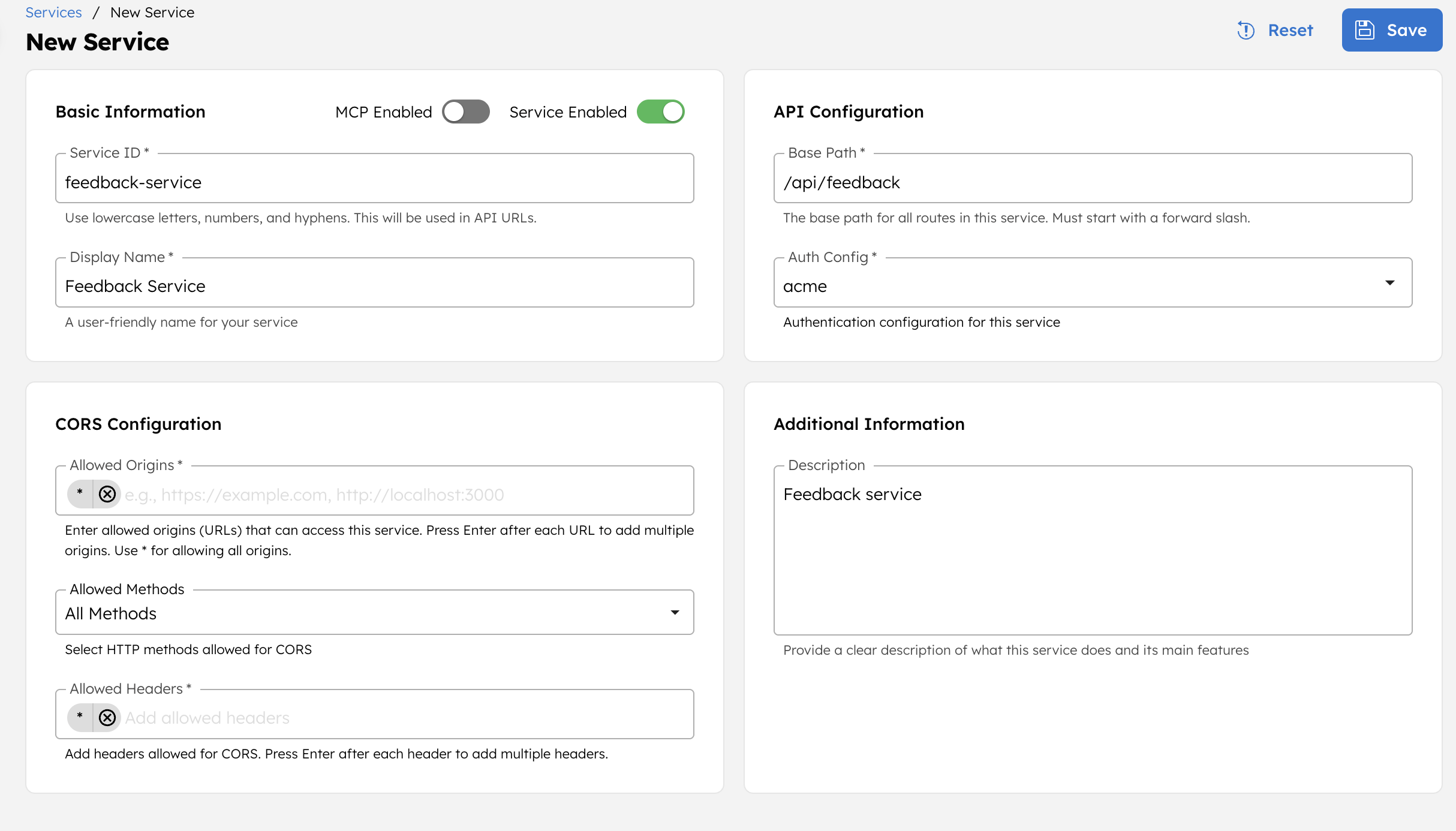 Creating feedback service
